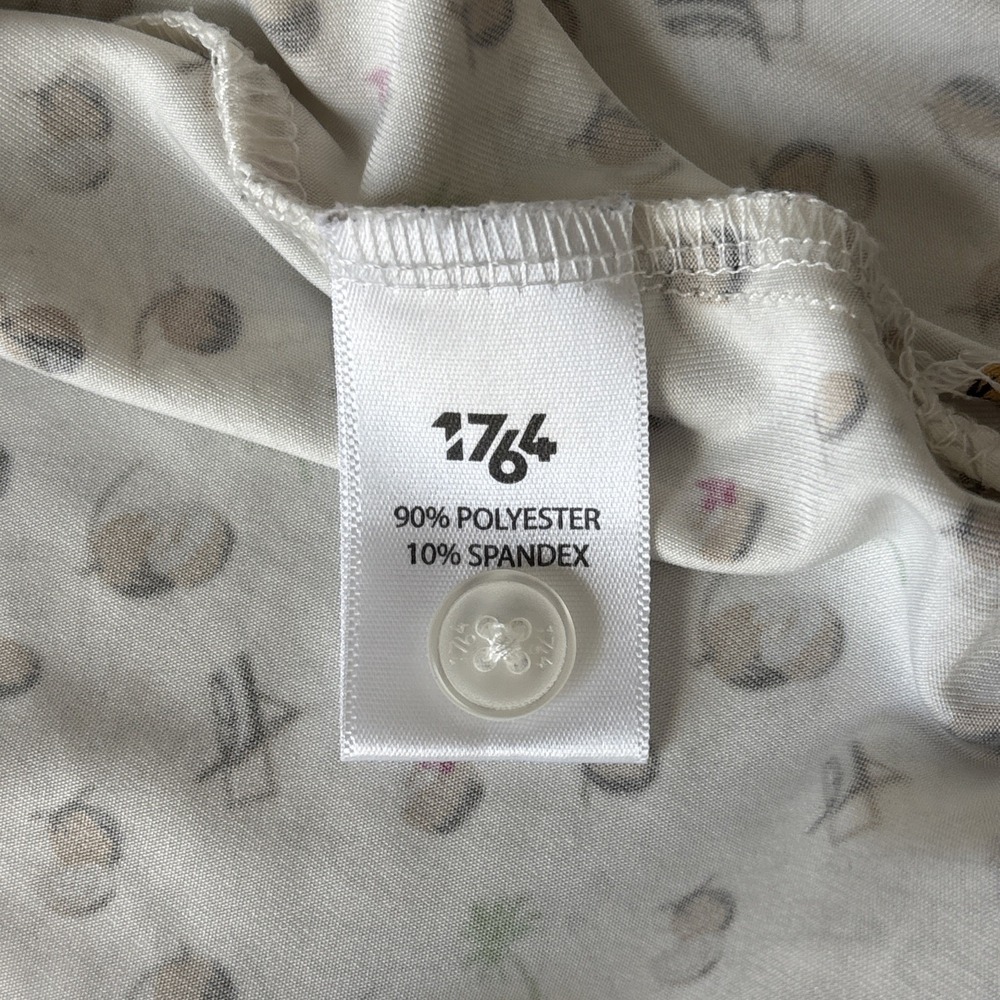 1764 Golf Polo Shirt AOP‎ Coconuts Beach Chairs Palm Stretch Resort Mens L White - Picture 5 of 10